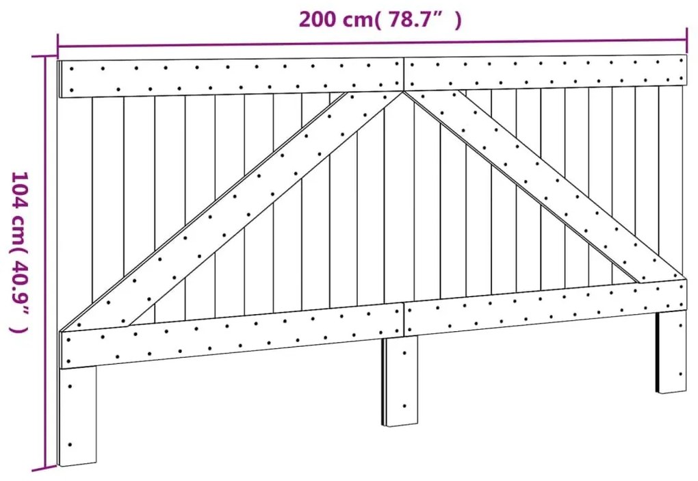 Κεφαλάρι 200x104 εκ. από Μασίφ Ξύλο Πεύκου - Καφέ