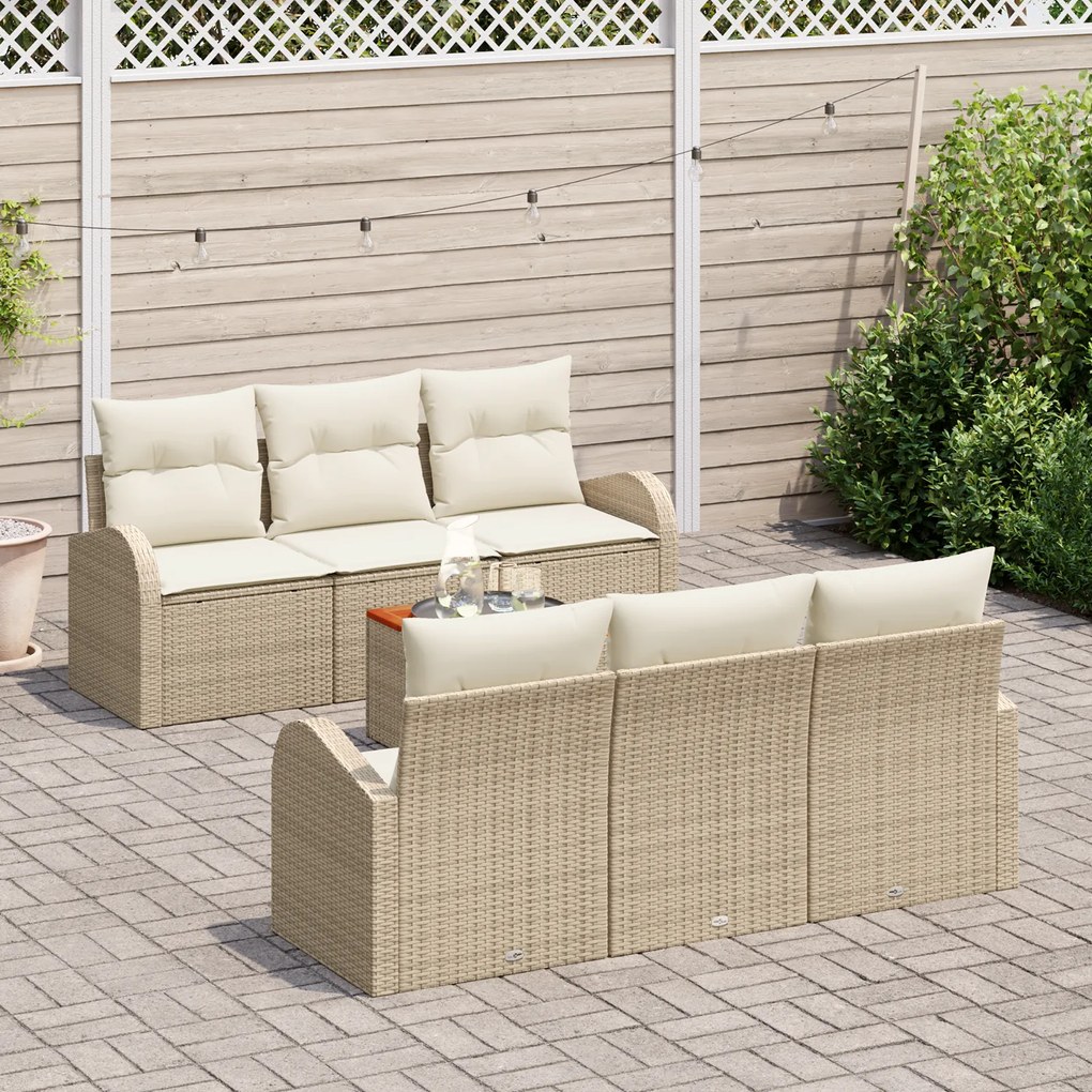 vidaXL Σετ Καναπέ Κήπου 7 pcs Beige, λευκό Μεσαίο