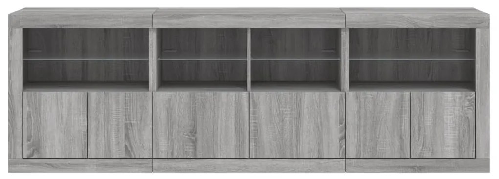 vidaXL Μπουφές με LED Γκρι Sonoma 202 x 37 x 67 εκ.