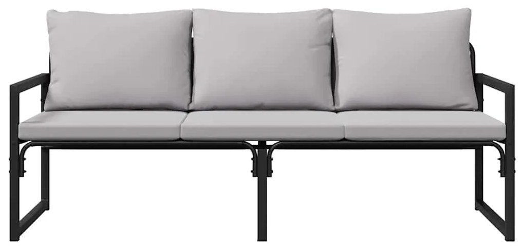 vidaXL Εξωτερικά Έπιπλα με μαξιλάρι Μαύρο 180 x 72.5 x 71 εκ. Ατσάλι