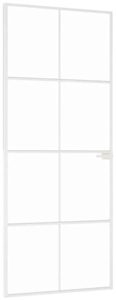 vidaXL Εσωτερική Πόρτα Λευκή 83x201,5 εκ. Ψημένο Γυαλί&Λεπτό Αλουμίνιο