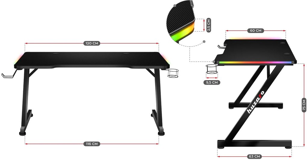 Γραφείο Gaming Huzaro Hero 2.5 RGB