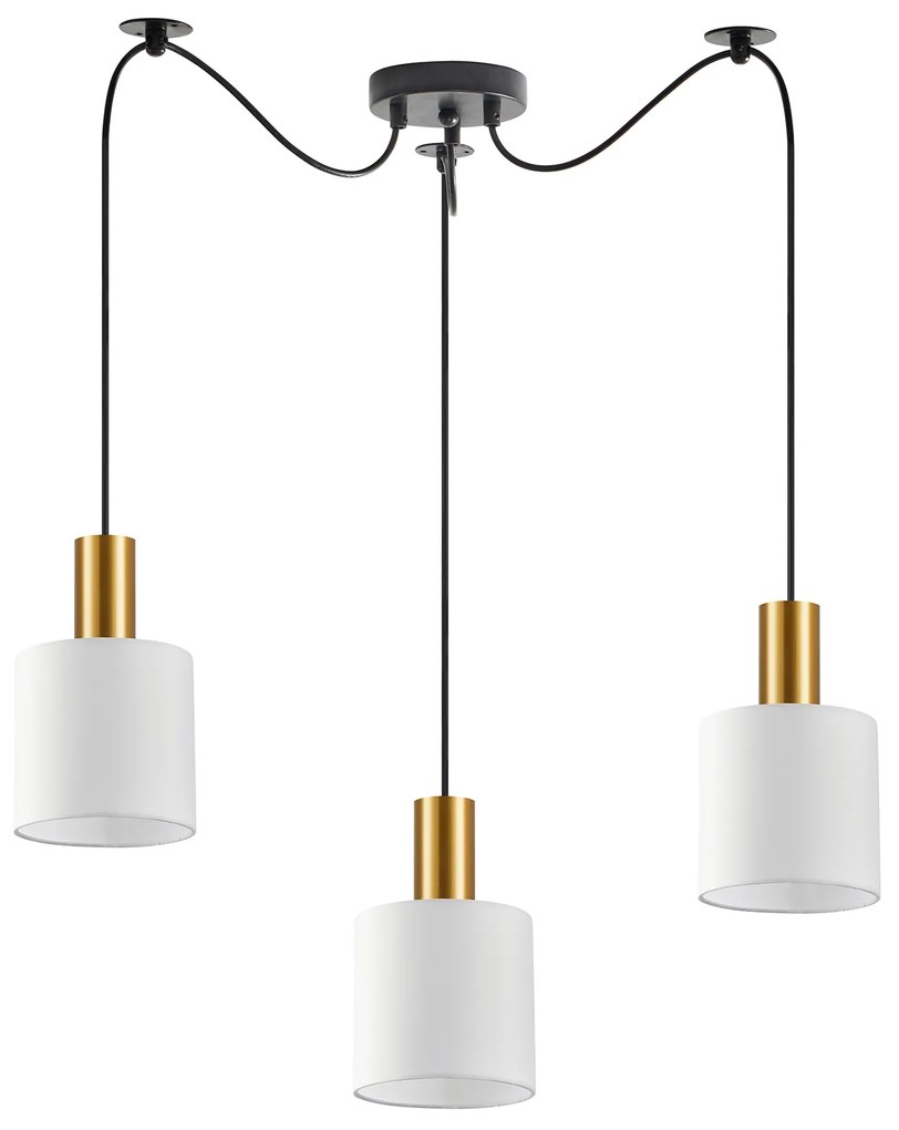 Φωτιστικό Οροφής SE21-GM-4-BL3-SH1 ADEPT TUBE Gold Matt Pendant White Fabric Shade+ - 51W - 100W - 77-8598