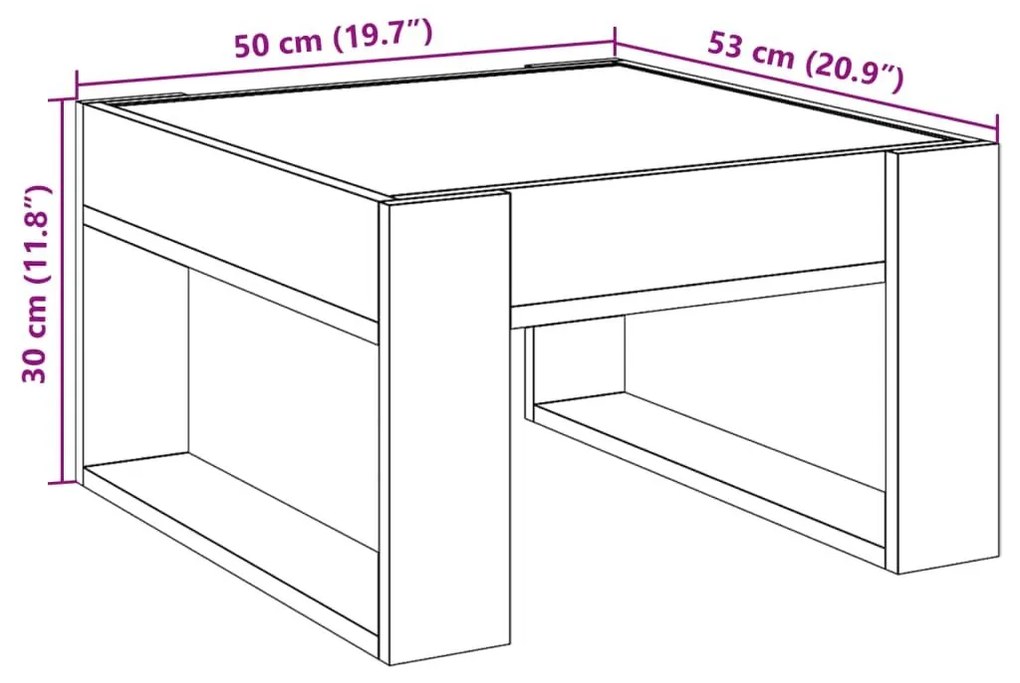 Τραπεζάκι Σαλονιού Άπειρο Φως LED Γκρι Sonoma 50x53x30 εκ. - Γκρι