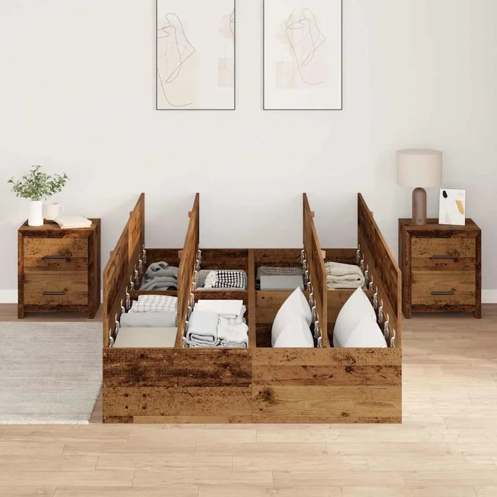 vidaXL Σκελετός Κρεβατιού Παλαιό ξύλο 120 x 190 cm Επεξεργασμένο ξύλο