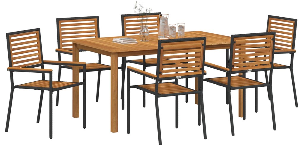 vidaXL Σετ Τραπεζαρίας Κήπου 7 pcs Μαύρο 150 x 90 x 74 cm
