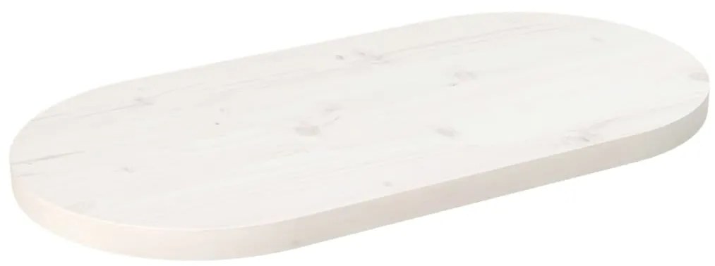 Επιφάνεια Τραπεζιού Οβάλ Λευκή 70x35x2,5 εκ. Μασίφ Ξύλο Πεύκου