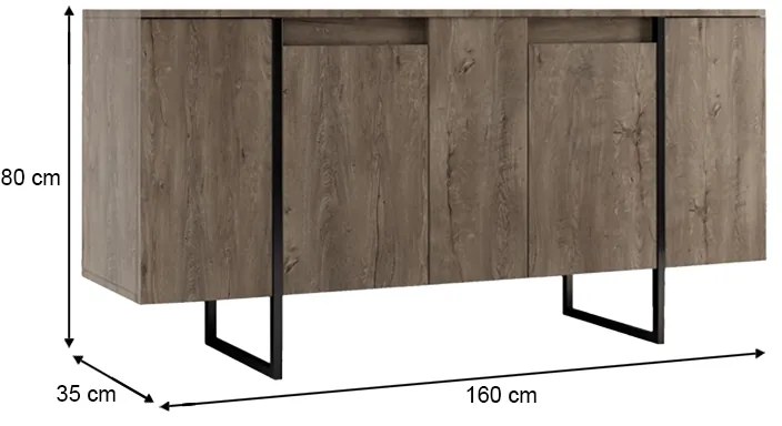 Μπουφές Luxe Megapap χρώμα καρυδί 160x35x80εκ.