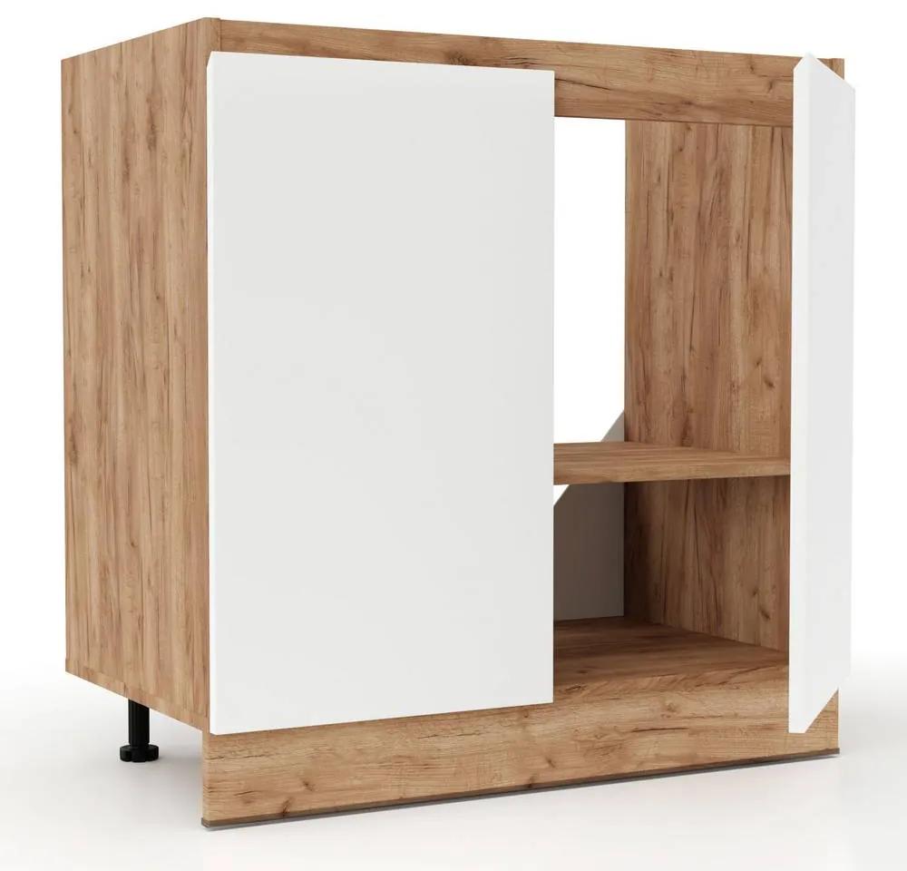 Επιδαπέδιο ντουλάπι νεροχύτη κουζίνας Soft Λευκό με βελανιδιά 80x46,5x81,5εκ - Μελαμίνη - SO-SD80S