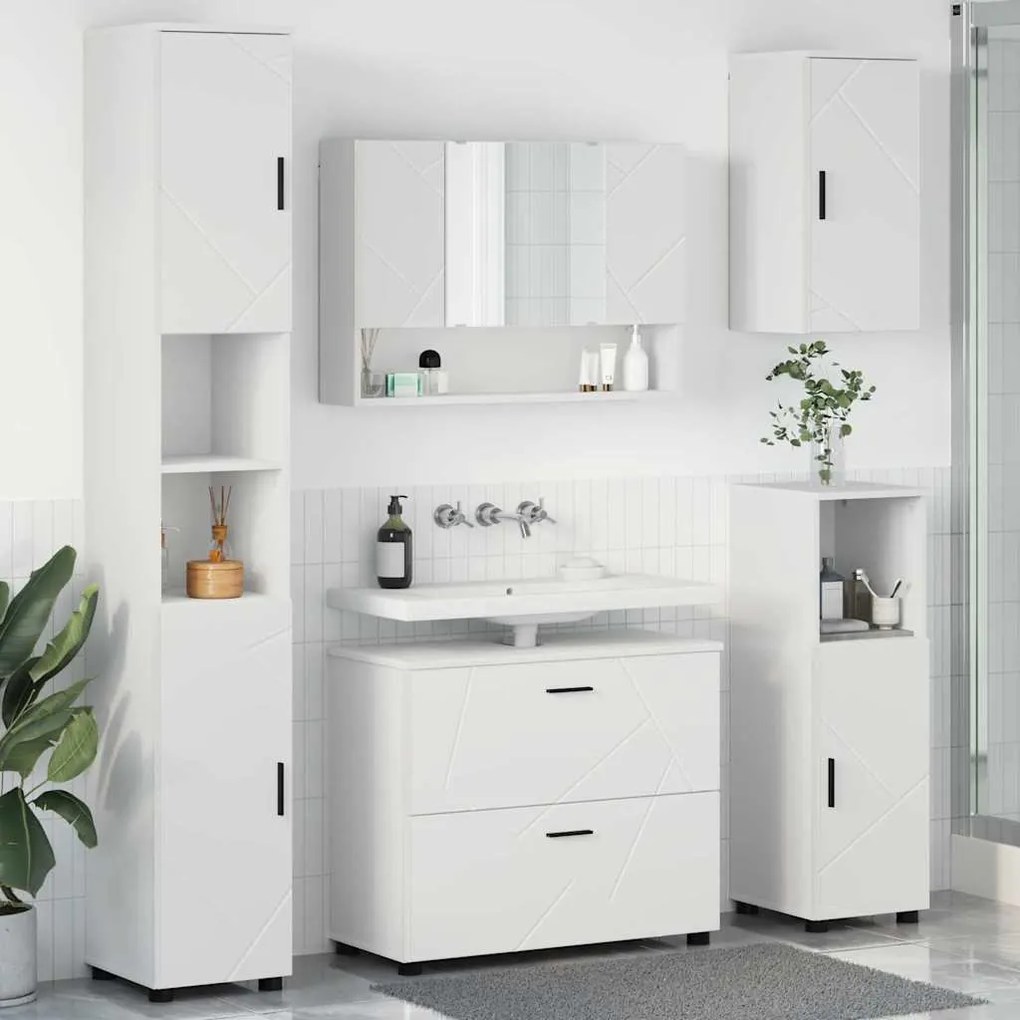 vidaXL Σετ Επίπλων Μπάνιου με συρτάρι 5 pcs Λευκό 30 x 35 x 192 εκ.