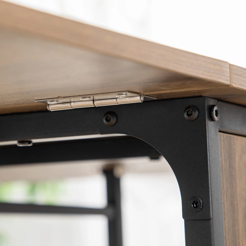 HOMCOM Κινητό Τραπέζι Πτυσσόμενο, 2 Πτυσσόμενες Επιφάνειες, 130 cm x 80 cm x 74 cm, Καφέ