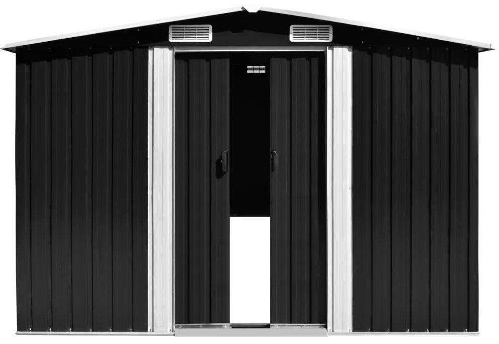 vidaXL Αποθήκη Κήπου Ανθρακί 257 x 779 x 181 εκ. Γαλβανισμένο Ατσάλι