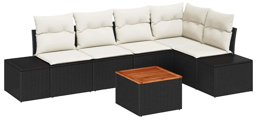 vidaXL Σετ Καναπέ Κήπου με μαξιλάρι 6 pcs Μαύρο Πολυ ράταν