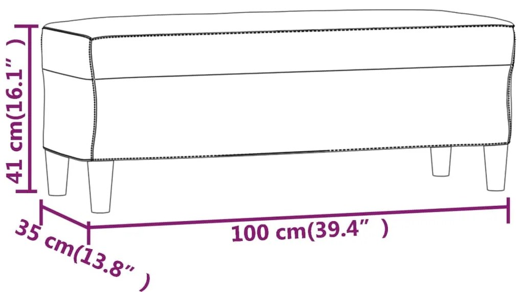 vidaXL Πάγκος Σκούρο Γκρι 100x35x41 εκ. Υφασμάτινος