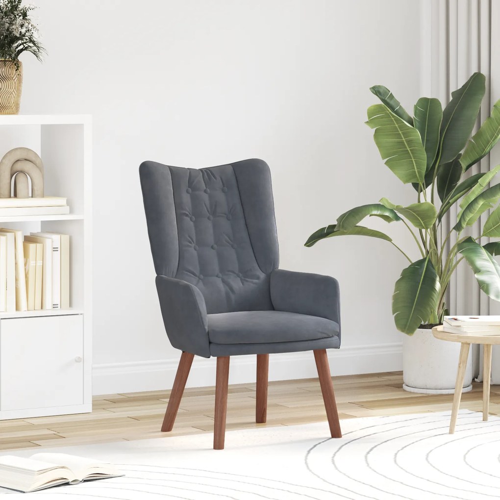 vidaXL Χαλαρωτική Πολυθρόνα Σκούρο γκρι 63 x 67 x 94 εκ. Βελούδο