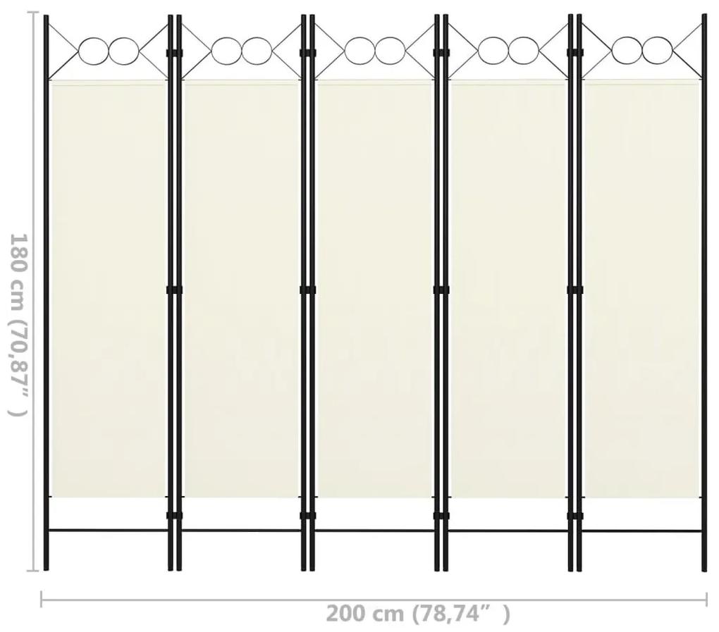 Διαχωριστικό Δωματίου με 5 Πάνελ Λευκό 200 x 180 εκ. - Λευκό