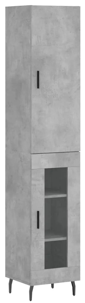 vidaXL Ντουλάπι Γκρι Σκυροδέματος 34,5x34x180 εκ. Επεξεργασμένο Ξύλο