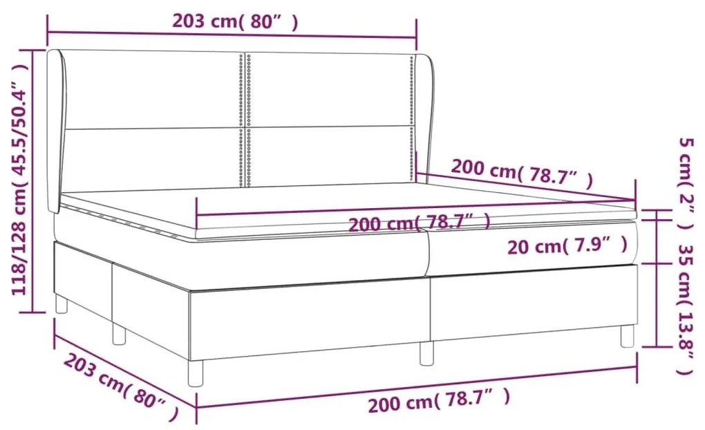 Κρεβάτι Boxspring με Στρώμα Ανοιχτό Γκρι 200x200 εκ. Βελούδινο - Γκρι