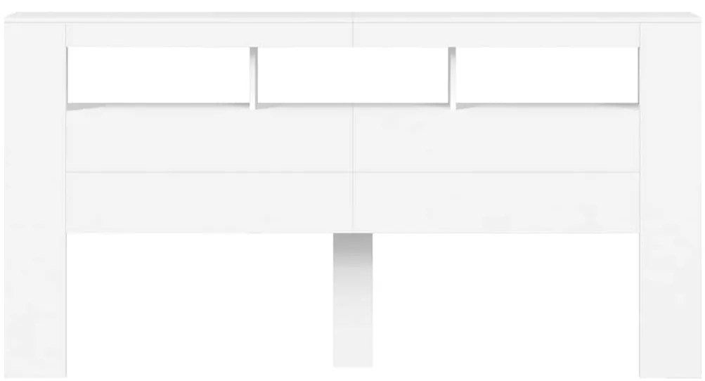 vidaXL Κεφαλάρι Κρεβατιού με LED Λευκό 200x18,5x103,5 εκ Επεξεργ. Ξύλο