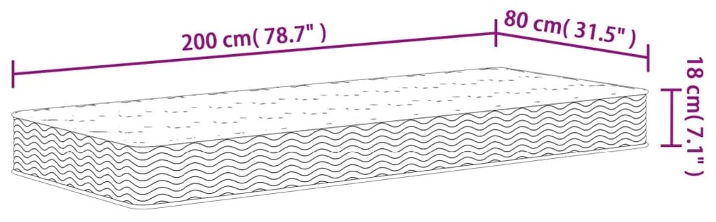 Στρώμα με Bonnell Springs Μεσαία Σκληρότητα 80x200 εκ. - Λευκό