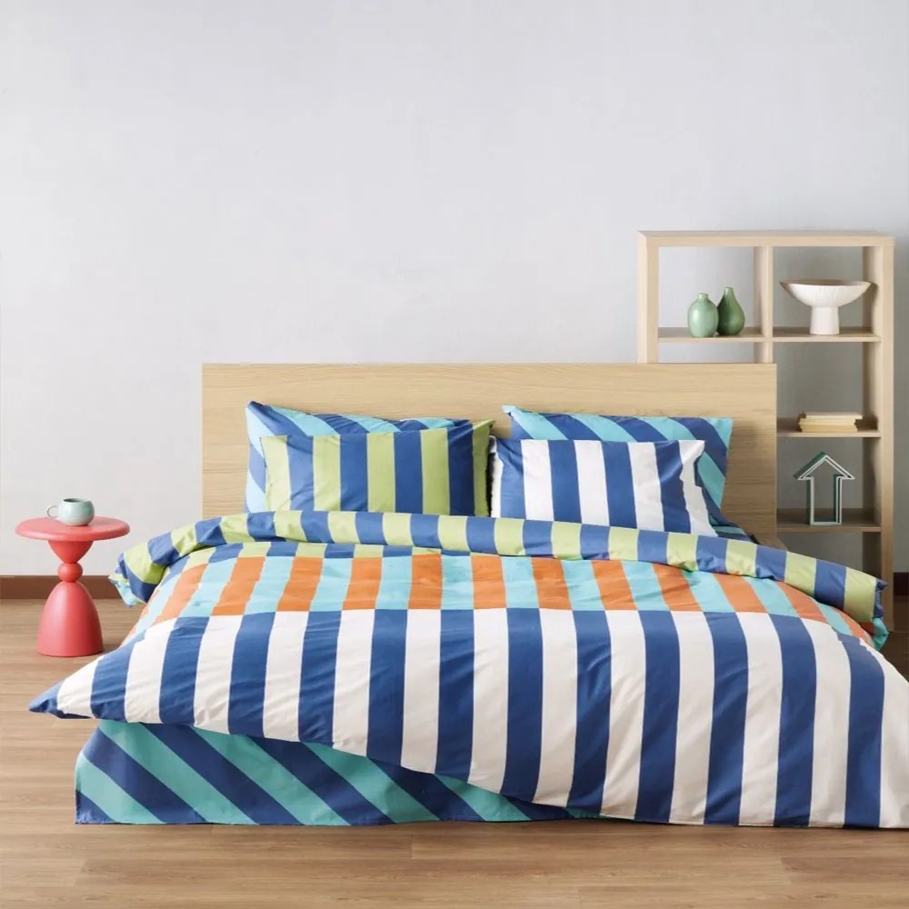 Παπλωματοθήκη Fiaba 19 (Σετ 3τμχ) Blue-Turqoise Kentia Υπέρδιπλo 225x245cm 100% Βαμβάκι