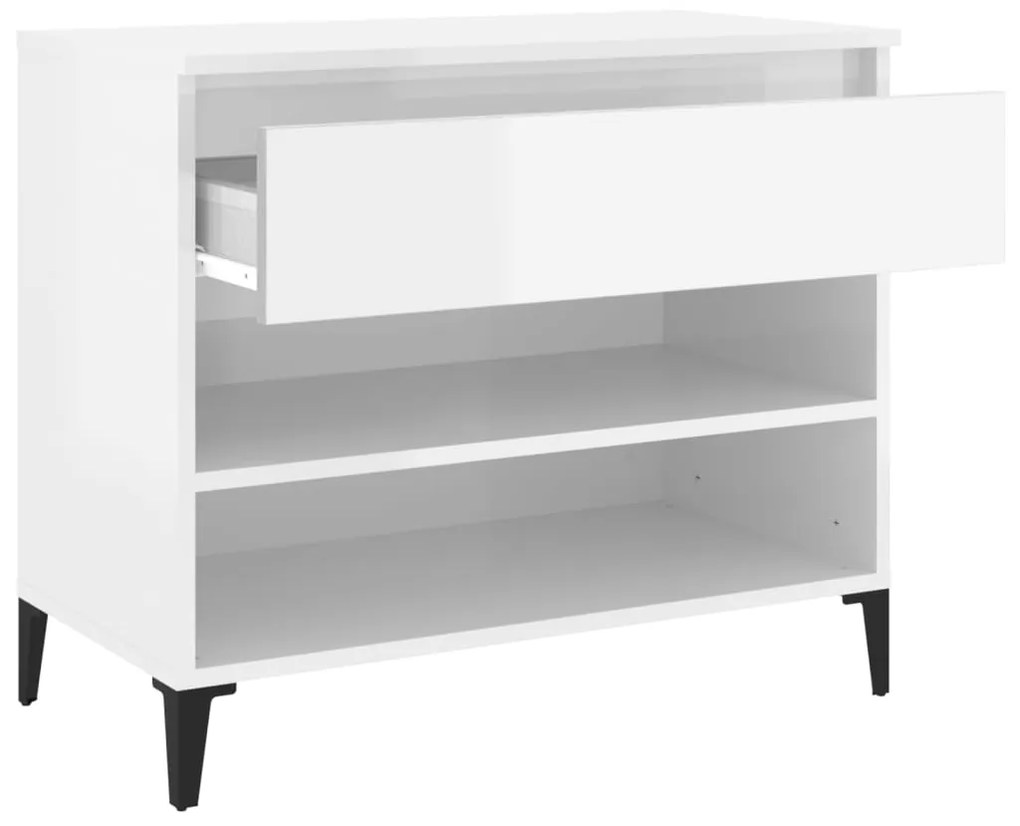 vidaXL Παπουτσοθήκη Γυαλιστερή Λευκή 70x36x60 εκ. Επεξεργασμένο Ξύλο