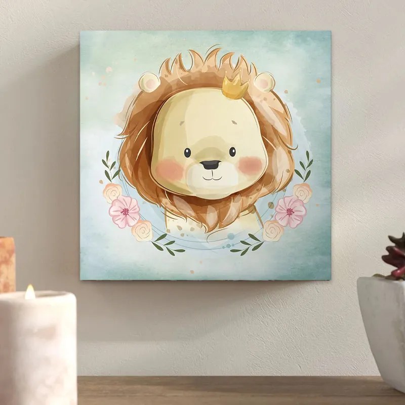 Πίνακας σε καμβά Baby Lion Megapap ψηφιακής εκτύπωσης 40x40x3εκ. - GP033-0104 - GP033-0104