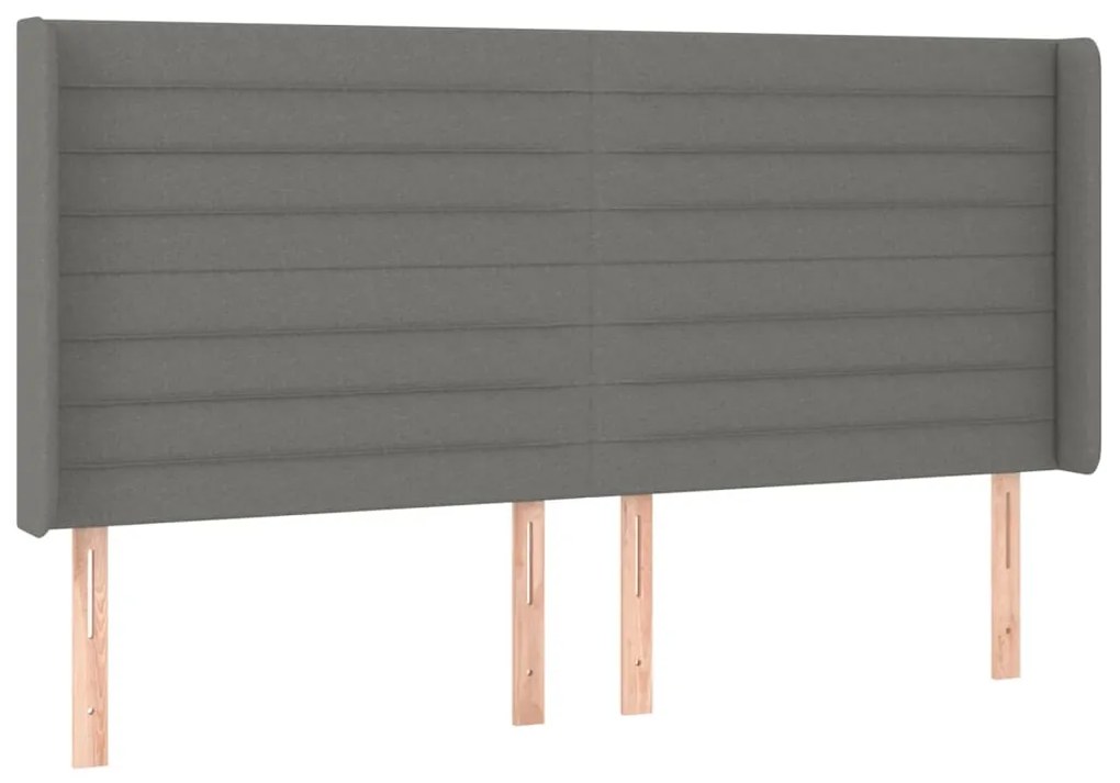 Κεφαλάρι με Πτερύγια Σκούρο Γκρι 203x16x118/128 εκ. Υφασμάτινο 3119743