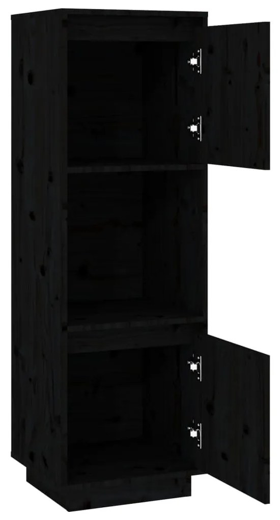 vidaXL Ντουλάπι Ψηλό Μαύρο 38 x 35 x 117 εκ. από Μασίφ Ξύλο Πεύκου