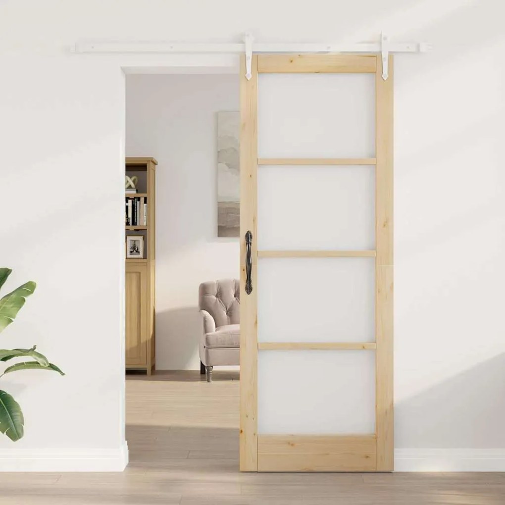 vidaXL Ολισθητή Πόρτα Καφέ 78 x 211 εκ Ξύλο και μέταλλο