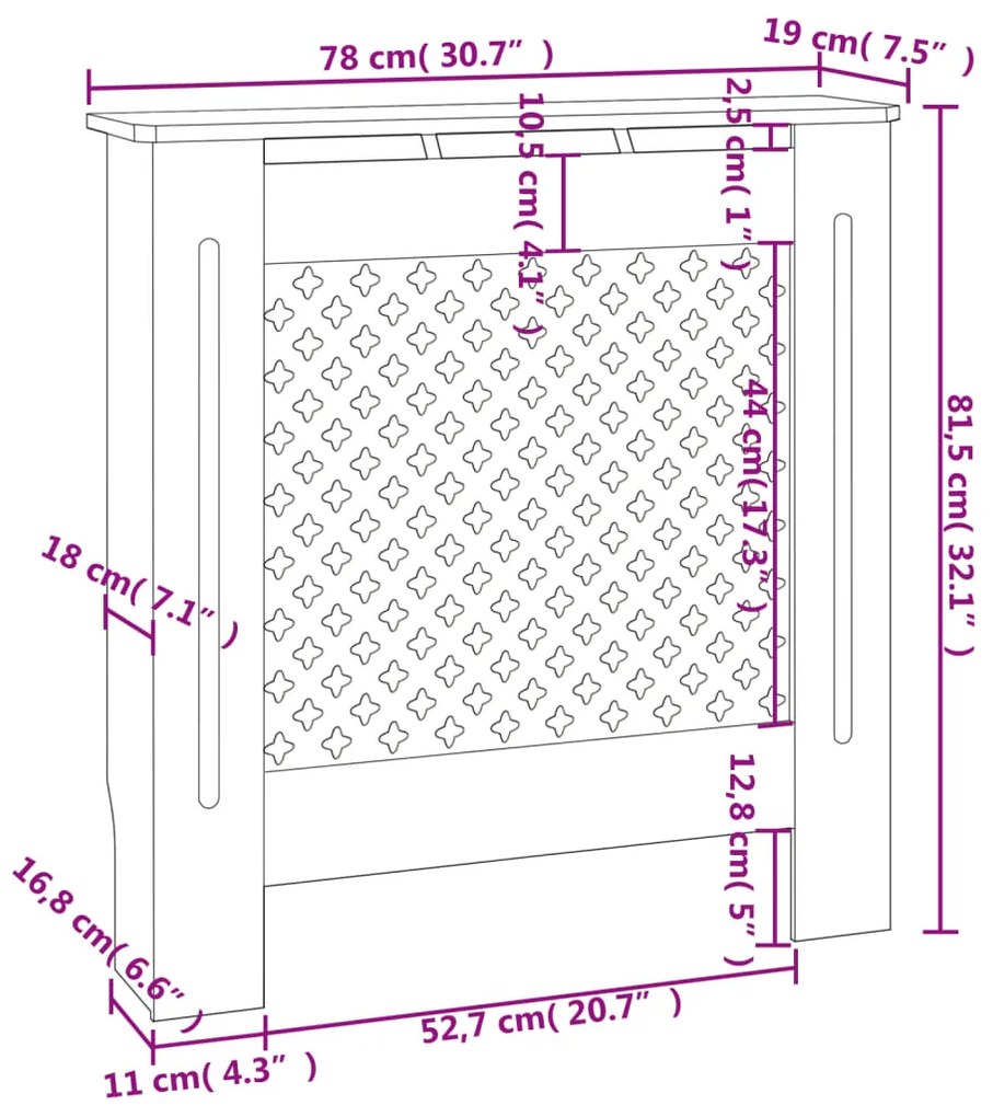 vidaXL Κάλυμμα Καλοριφέρ 78 εκ. από MDF