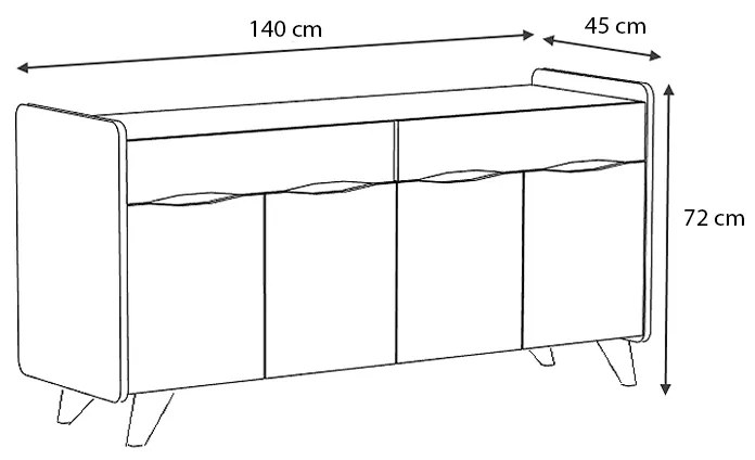 Μπουφές μελαμίνης Sila Megapap χρώμα λευκό 140x45x77εκ.