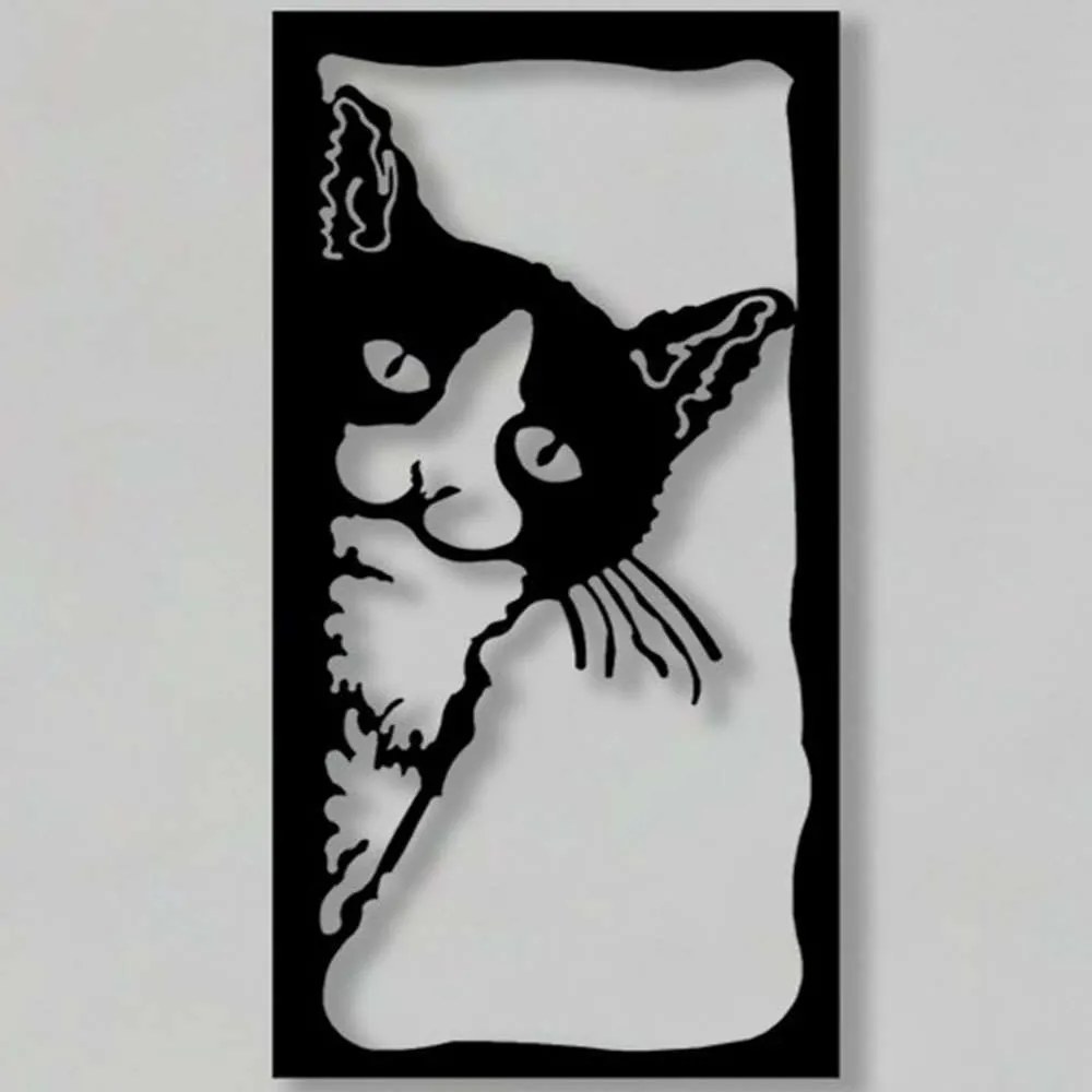 Διακοσμητικό Τοίχου The Cat 826PIR2067 35x70cm Black Wallity Μέταλλο