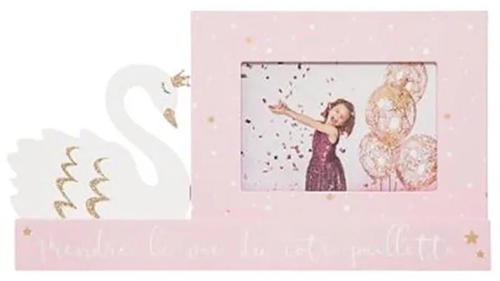Κορνίζα Παιδική Κύκνος 07.158576 28,5Χ1,9Χ15,4cm Pink-White Ξύλο