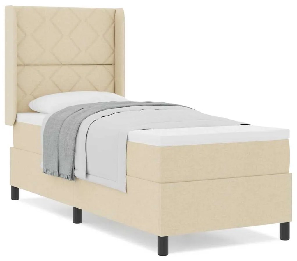 vidaXL Κρεβάτι με ελατήρια με στρώμα Κρεμ 80 x 200 cm ύφασμα