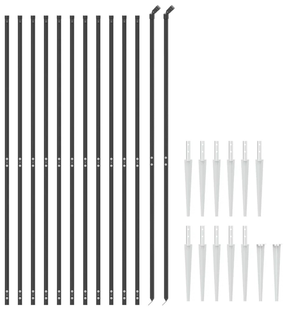 vidaXL Συρματόπλεγμα Περίφραξης Ανθρακί 1,6 x 25 μ. με Καρφωτές Βάσεις