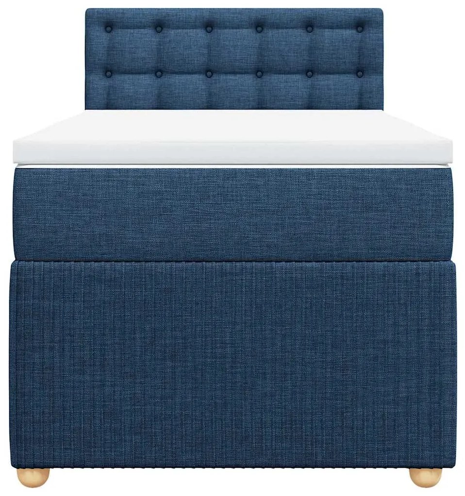 vidaXL Κρεβάτι Boxspring με Στρώμα Μπλε 90x190 εκ.Υφασμάτινο