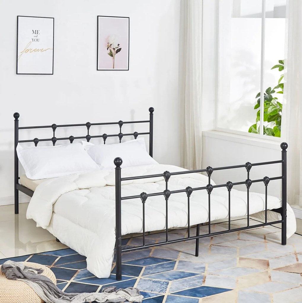 Κρεβάτι Μεταλλικό Jacinda 150x200 εκ. Μαύρο Χρώμα