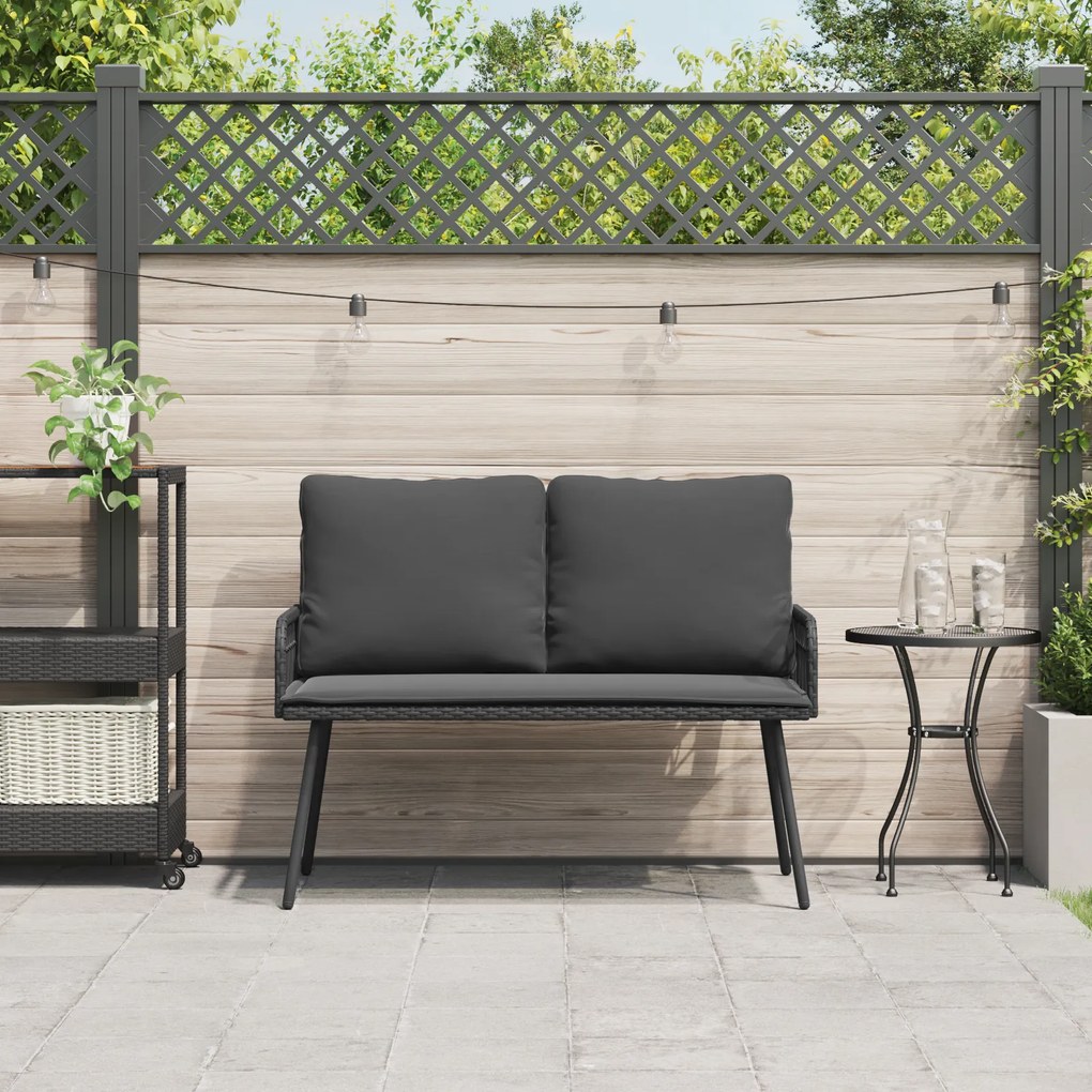 vidaXL Μπαλκονάκι Παγκάκι Μαύρο 114x64x78 εκ, Πολυ Ρατάν