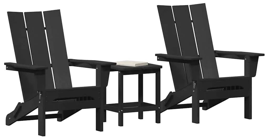 vidaXL Έπιπλα Χαλάρωσης Κήπου 3 pcs Μαύρο 38 x 38 x 46cm Πλαστικό