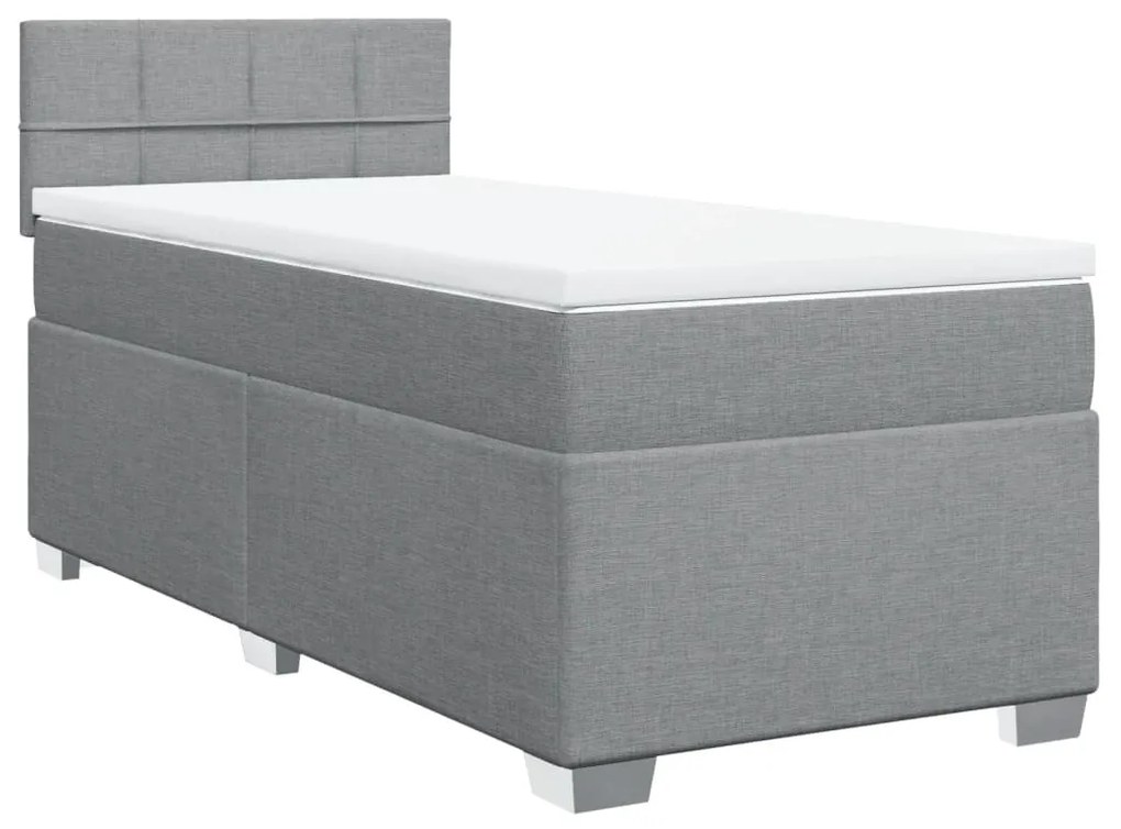 vidaXL Κρεβάτι Boxspring με Στρώμα Ανοιχτό Γκρι 80x200 εκ. Υφασμάτινο