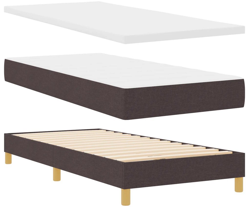 vidaXL Κρεβάτι Box Spring με Στρώμα Σκούρο Καφέ 80x200 εκ. Ύφασμα