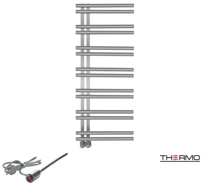 Thermo SOLO Θερμαινόμενη πετσετοκρεμάστρα από ανοξείδωτο χάλυβα με ηλεκτρική λειτουργία, 120x50cm Inox Brushed