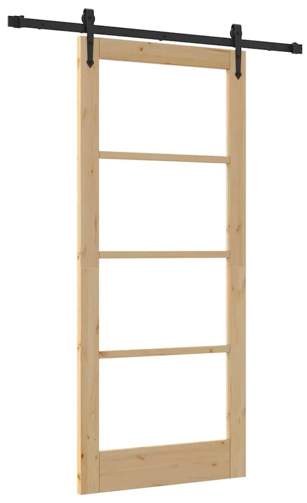 vidaXL Συρόμενη Πόρτα Χειροκίνητος Καφέ 86 x 198.5 cm Ξύλο και μέταλλο