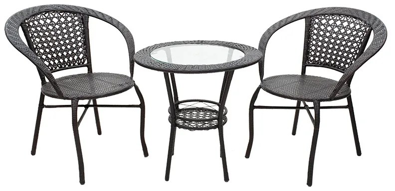 Σαλόνι Saylor σετ 3τεμ μέταλλο-pe rattan καφέ Υλικό: METAL- PE RATTAN - GLASS 140-000028