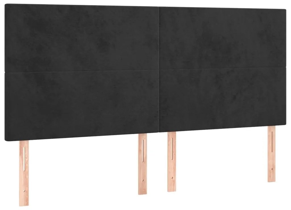 Κρεβάτι Boxspring με Στρώμα &amp; LED Μαύρο 200x200 εκ. Βελούδινο - Μαύρο