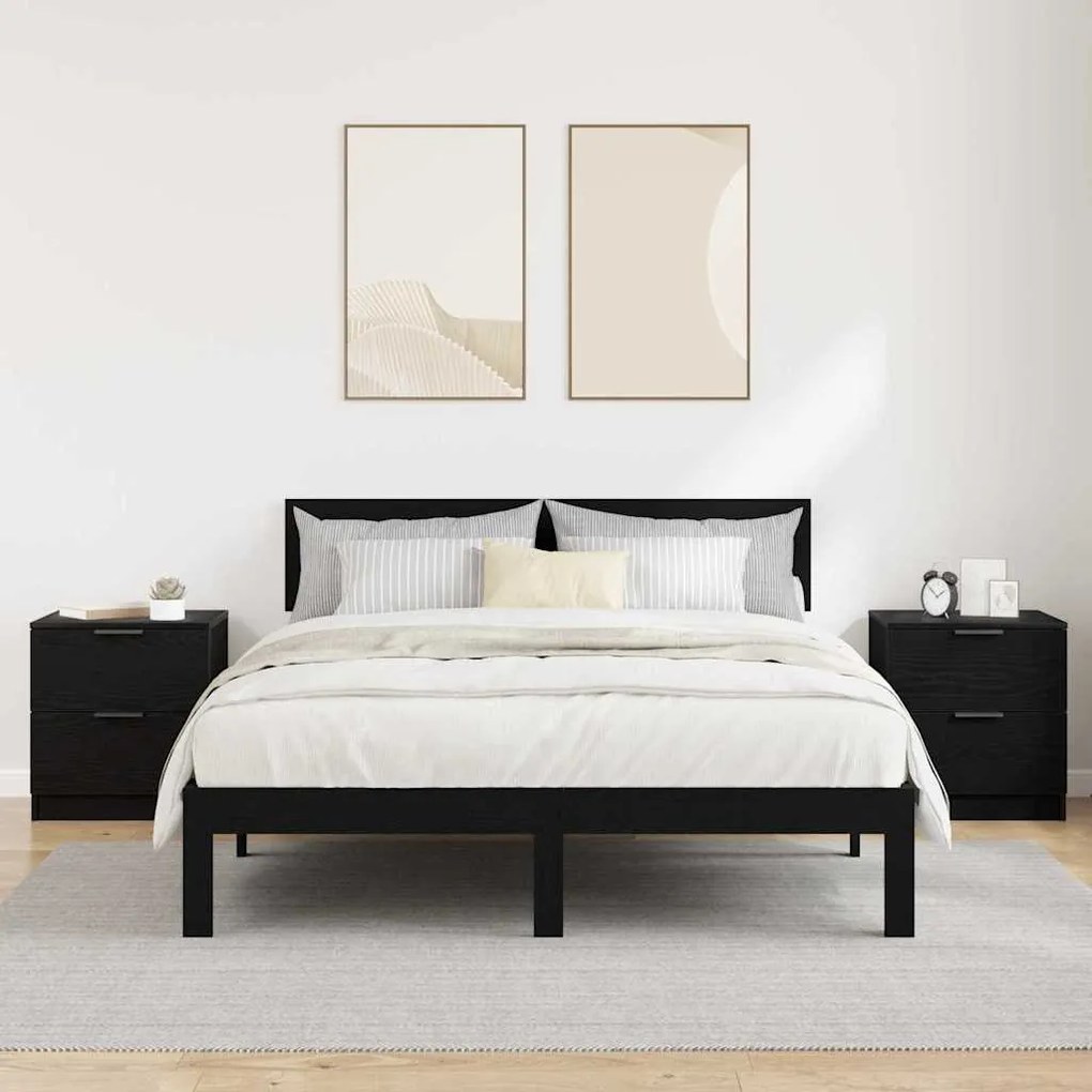 vidaXL Κομοδίνο 2 pcs Μαύρη δρυς 45 x 39 x 50 εκ. Επεξεργασμένο ξύλο