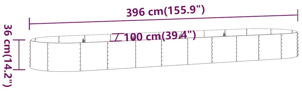 vidaXL Ζαρντινιέρα Ανθρακί 396x100x36εκ Ατσάλι με Ηλεκτρ. Βαφή Πούδρας