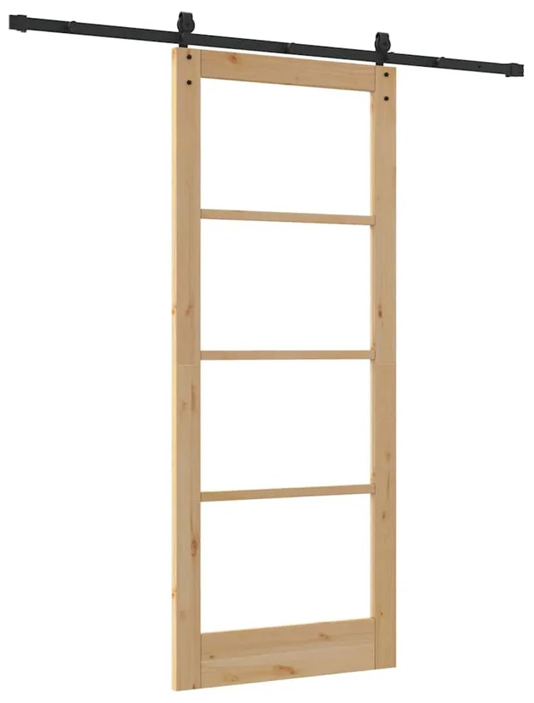 vidaXL Ολισθητή Πόρτα Καφέ 86 x 211 cm Ξύλο και μέταλλο