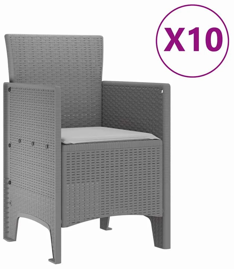 vidaXL Σέτ φαγητού για κήπο 11 pcs Ανοιχτό γκρι Rattan Polt